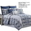 Benjara BM222761 Constanta 8 Piece Queen Comforter Set with Floral Print The Urban Port, Blue and White