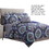 Benjara BM222765 Split 6 Piece Reversible Printed Twin Size Complete Bed Set The Urban Port, Blue