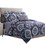 Benjara BM222765 Split 6 Piece Reversible Printed Twin Size Complete Bed Set The Urban Port, Blue