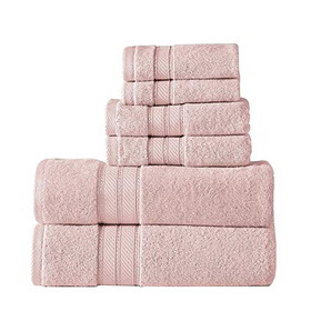 Benjara BM222882 Bergamo 6 Piece Spun loft Towel Set with Twill Weaving, Pink