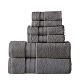 Benjara BM222884 Bergamo 6 Piece Spun loft Towel Set with Twill Weaving The Urban Port, Charcoal Gray