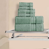 Benjara BM222886 Bergamo 6 Piece Spun loft Towel Set with Twill Weaving The Urban Port, Green