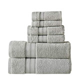 Benjara BM222888 Bergamo 6 Piece Spun loft Towel Set with Twill Weaving The Urban Port, Light Gray