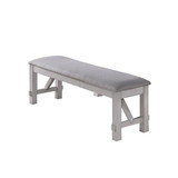Benjara BM223370 Fabric Upholstered Wooden Bench with Braces, Gray