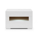 Benjara BM223473 2 Pull Out Drawer Nightstand with High Gloss and Open Compartment, White