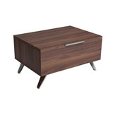 Benjara BM223475 1 Drawer Wooden Nightstand with Metal Handle and Angled Legs, Brown