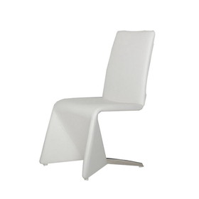 Benjara BM223487 Fully Leatherette Upholstered Metal Frame Dining Chair, Set of 2, White