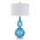 Benjara BM223593 Resin Table Lamp with Turned Body and Fabric Drum Shade, Blue and White