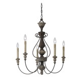 Benjara BM223596 5 Light Metal Candle Chandelier with Scrolled Details, Gray and Brown