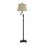 Benjara BM223599 Metal Body Floor Lamp with Fabric Tapered Bell Shade, Beige and Black