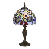 Benjara BM223641 Metal Body Tiffany Table Lamp with Butterfly Design Shade, Multicolor