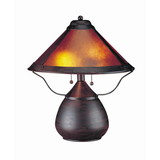 Benjara BM223691 Pot Bellied Metal Body Table Lamp with Conical Mica Shade, Bronze