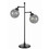 Benjara BM223696 Industrial Metal Body Table Lamp with Two Glass Ball Shades, Black