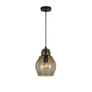 Benjara BM224634 Round Glass Shade Pendant Lighting with Canopy and Hardwired Switch, Gray