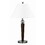 Benjara BM224652 Fabric Shade Table Lamp with Metal Base and Ball Accent, White and Brown