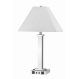 Benjara BM224654 60 X 2 Watt Metal Night Stand Lamp with Tapered Shade, White and Silver
