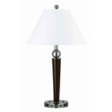 Benjara BM224655 60 X 2 Watt Metal Frame Night Stand Lamp with Fabric Shade, White and Brown