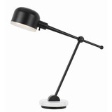 Benjara BM224679 60 Watt Metal Frame Desk Lamp with Adjustable Head, Black and White