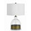 Benjara BM224696 3 Way Table Lamp with Glass Round Base and Antique Brass Accent, White