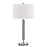 Benjara BM224711 60 X 2 Watt Metal Frame Night Stand Lamp with Fabric Shade, White and Silver