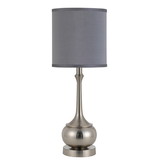 Benjara BM224712 Elongated Bellied Shape Metal Accent Lamp with Drum Shade, Silver