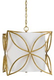 Benjara BM224717 60 X 3 Watt Metal Chandelier with Floral Cut Out, Gold and White