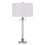 Benjara BM224779 60 X 2 Watt Metal and Acrylic Table Lamp with Fabric Shade, White and Silver