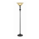 Benjara BM224782 3 Way Glass Shade Torchiere Floor Lamp with Metal Pedestal Base, Black
