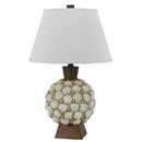Benjara BM224788 150 Watt Seashell Embellished Polyresin Table Lamp, Off White and Brown