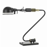 Benjara BM224798 Adjustable Head Metal Desk Lamp with Curved Design Tubular Stand, Black