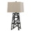 Benjara BM224828 Metal Body Table Lamp with Tower Design and Fabric Shade, Gray and Beige