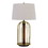 Benjara BM224830 Metal Table Lamp with Cage Design Support with Round Base, White and Brass