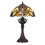 Benjara BM224831 Polyresin Table Lamp with Glass Shade and Pull Chain Switch, Multicolor