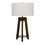 Benjara BM224833 Drum Shade Table Lamp with Wooden Tripod Base, White and Brown