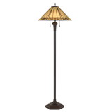 Benjara BM224844 Polyresin Floor Lamp with Glass Shade and Pull Chain Switch, Black