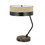 Benjara BM224889 Metal Lined Fabric Shade Desk Lamp with Wooden Base, Beige and Black