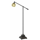 Benjara BM224890 Metal Body Floor Lamp with Adjustable Arm and Textured Glass Shade, Black