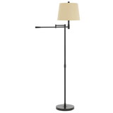 Benjara BM224913 Metal Floor Lamp with Swing Arm and Tubular Stand, Beige and Black