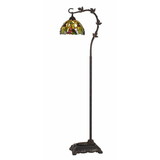 Benjara BM224936 Downbridge Metal Tiffany Floor Lamp with Leaf Accents, Multicolor