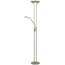 Benjara BM224949 2 Metal Heads Torchiere Floor Lamp with Dimmer Control, Chrome