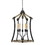 Benjara BM224958 5 Bulb Pendant Fixture with Wooden and Metal Frame, Brown and Black