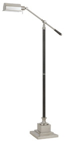Benjara BM224962 Metal Floor Lamp with Adjustable Arm and Pedestal Base, Silver and Black
