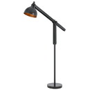 Benjara BM224965 Round Shade Metal Floor Lamp with Adjustable Stalk Support, Black