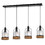 Benjara BM224967 Metal Pendant Fixture with 4 Lantern Design Glass Shade, Black and Clear