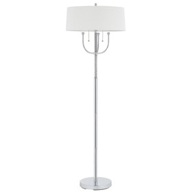 Benjara BM224971 Metal Floor Lamp with Corkscrew Design Stalk Support and Drum Shade, Silver