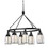 Benjara BM224974 6 Bulb Oval Metal Frame Chandelier with Glass Shades, Black and White