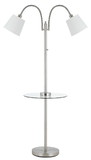 Benjara BM224989 Metal Floor Lamp with 2 Gooseneck Design Shade and 3 Way Switch, Silver