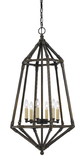 Benjara BM225003 Sculpted Cage Design Metal Pendant Lighting with Chain, Dark Bronze