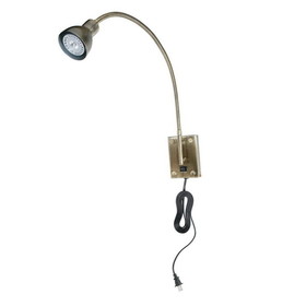 Benjara BM225086 Metal Round Wall Reading Lamp with Plug In Switch, Silver and Gray