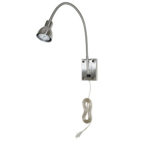 Benjara BM225087 Metal Round Wall Reading Lamp with Plug In Switch, Silver